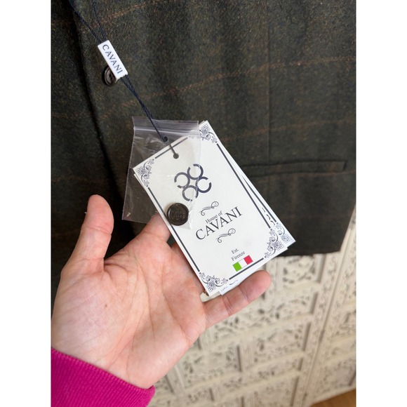 NWT House Of Cavani Wool Blend Plaid Vest Waistcoat Sz 50 Preppy Academia Green - Picture 8 of 8